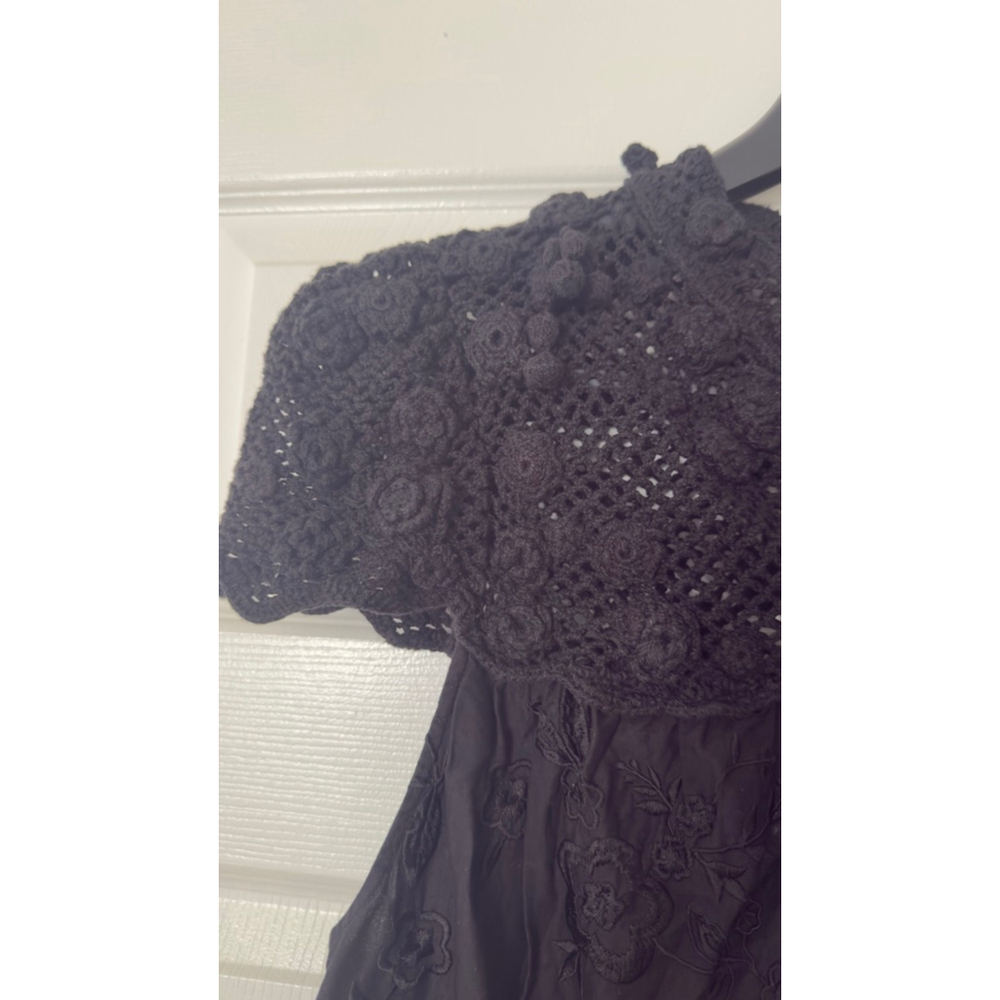 Women's Alice + Olivia Black Crochet Embroidered Blouse large - Picture 3 of 7
